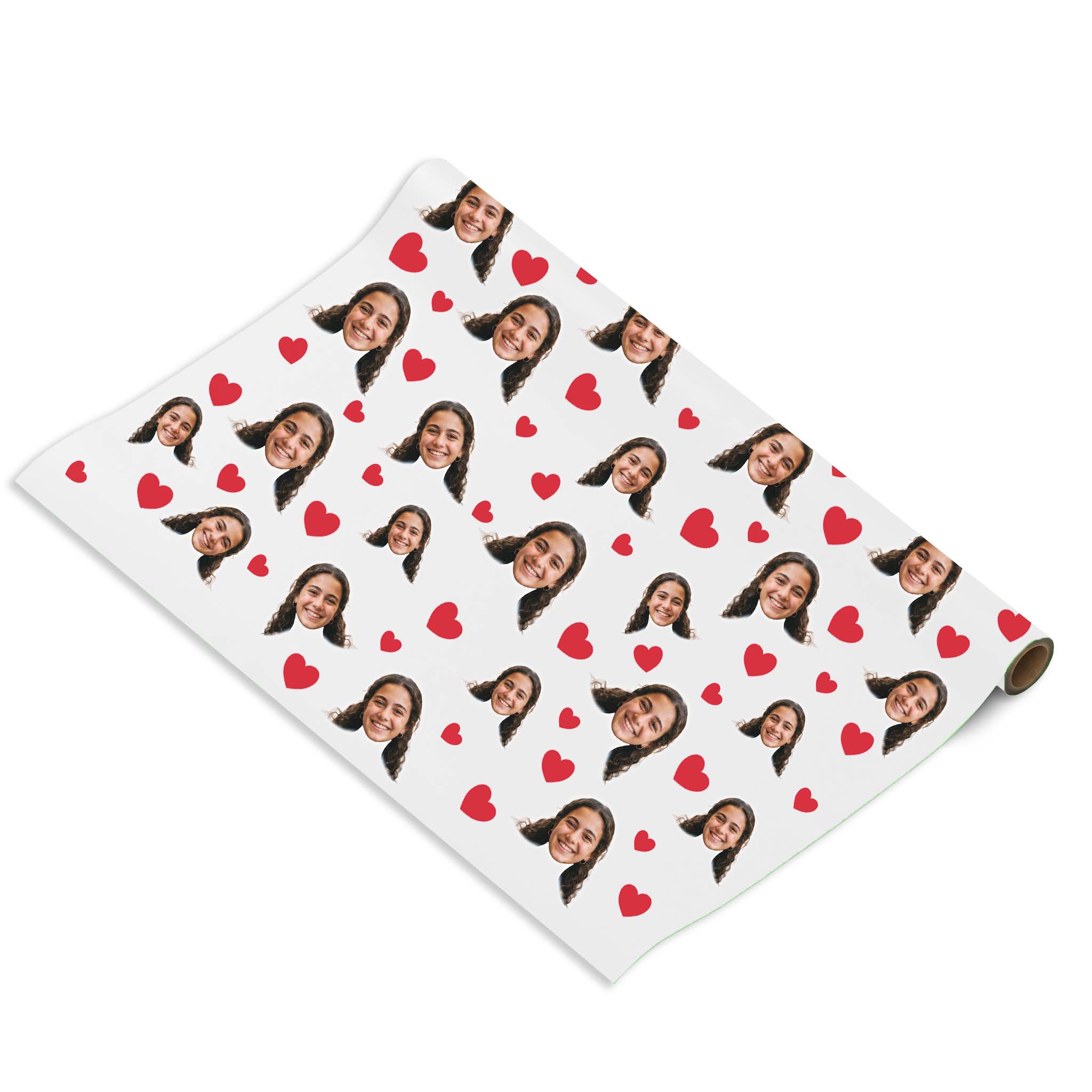 נייר עטיפה לבבות עם פרצוף בעיצוב אישי