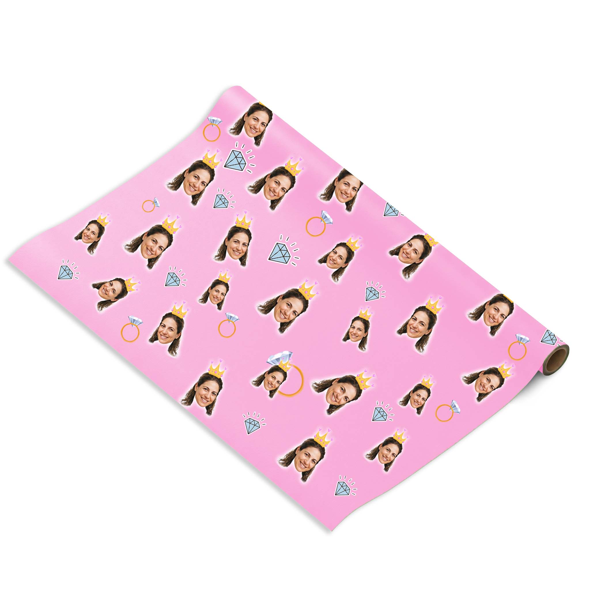 נייר עטיפה נסיכה עם פרצוף וכתר