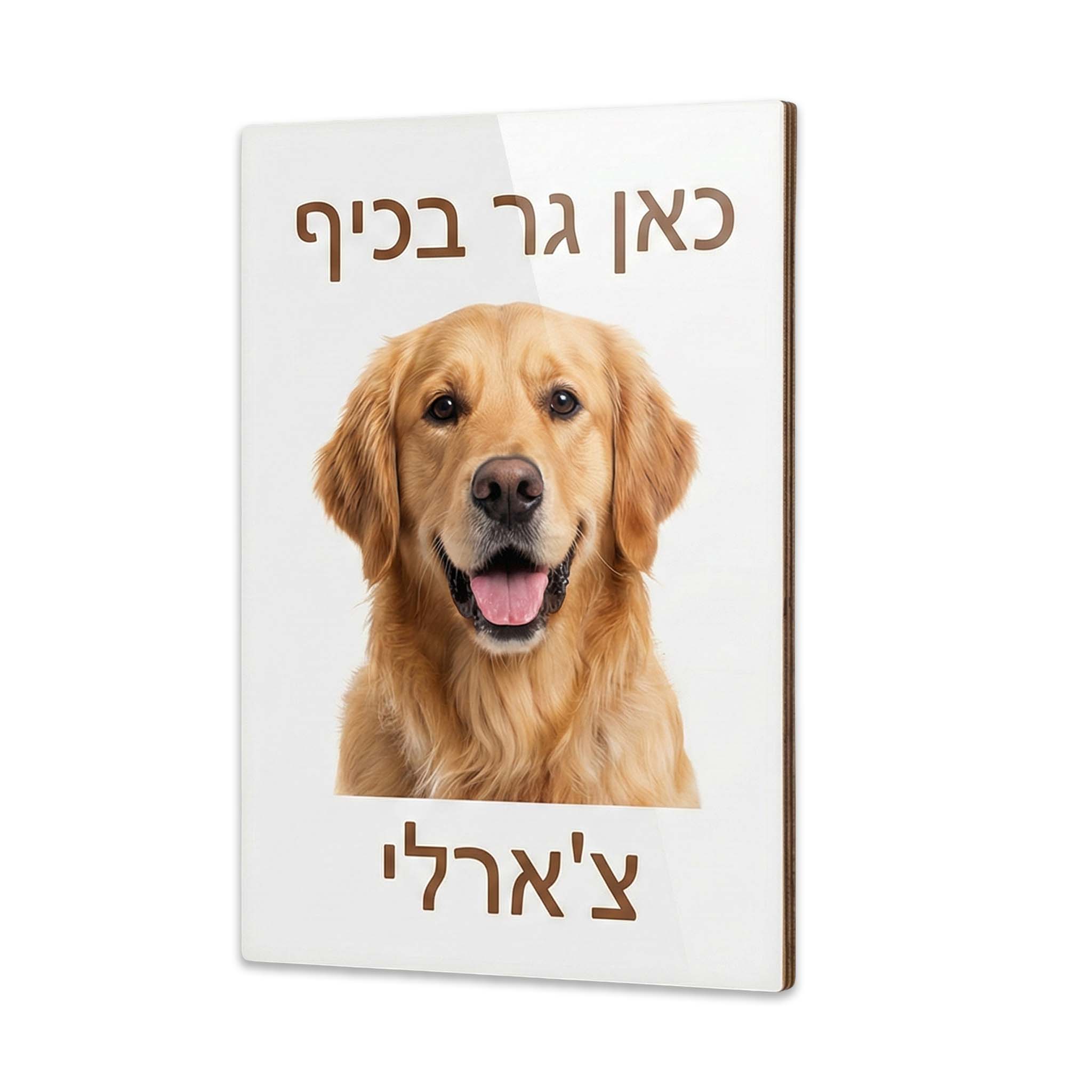 שלט לדלת עם תמונה של כלב בעיצוב אישי - מתנה לאוהבי חיות שוגיס