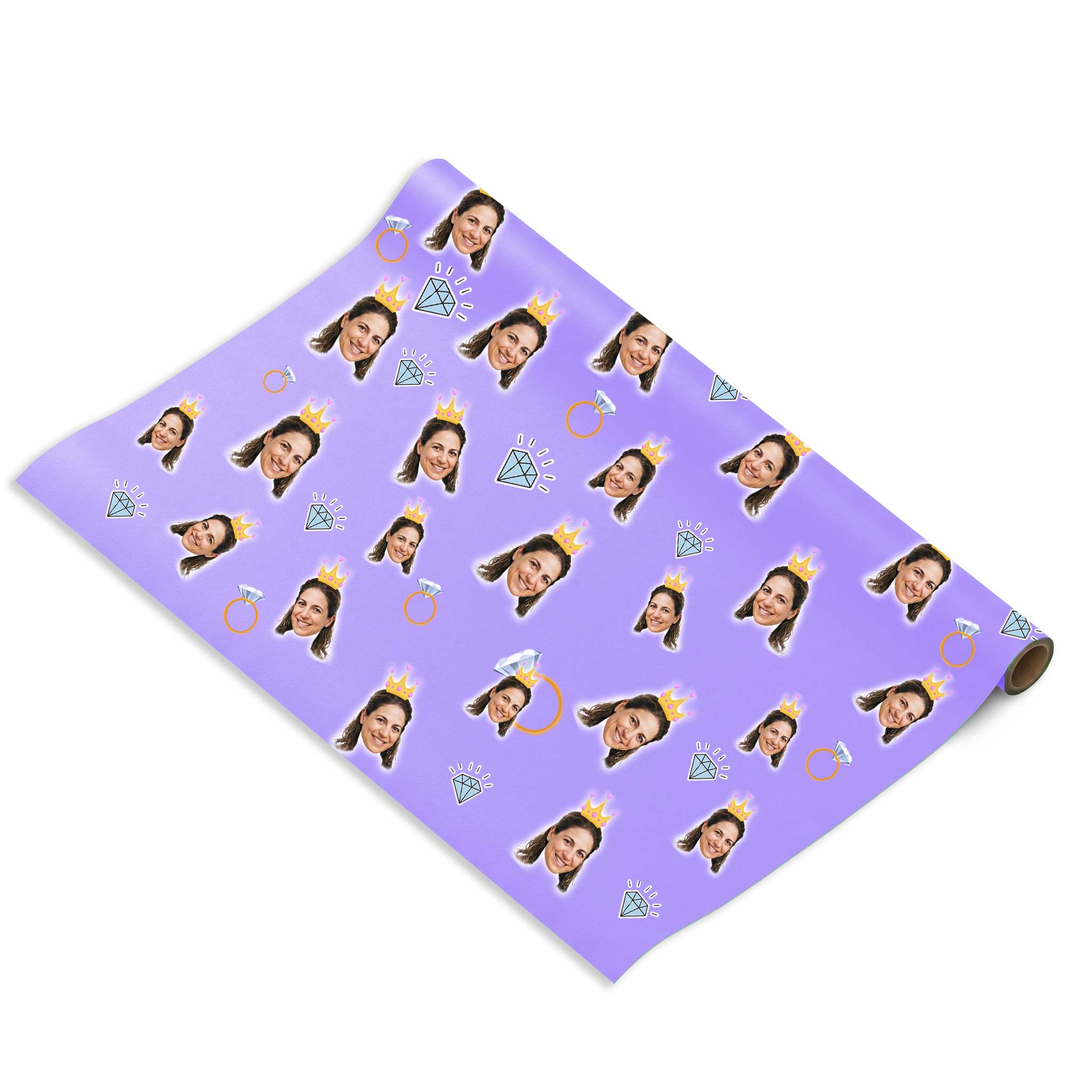 נייר עטיפה נסיכה עם פרצוף וכתר