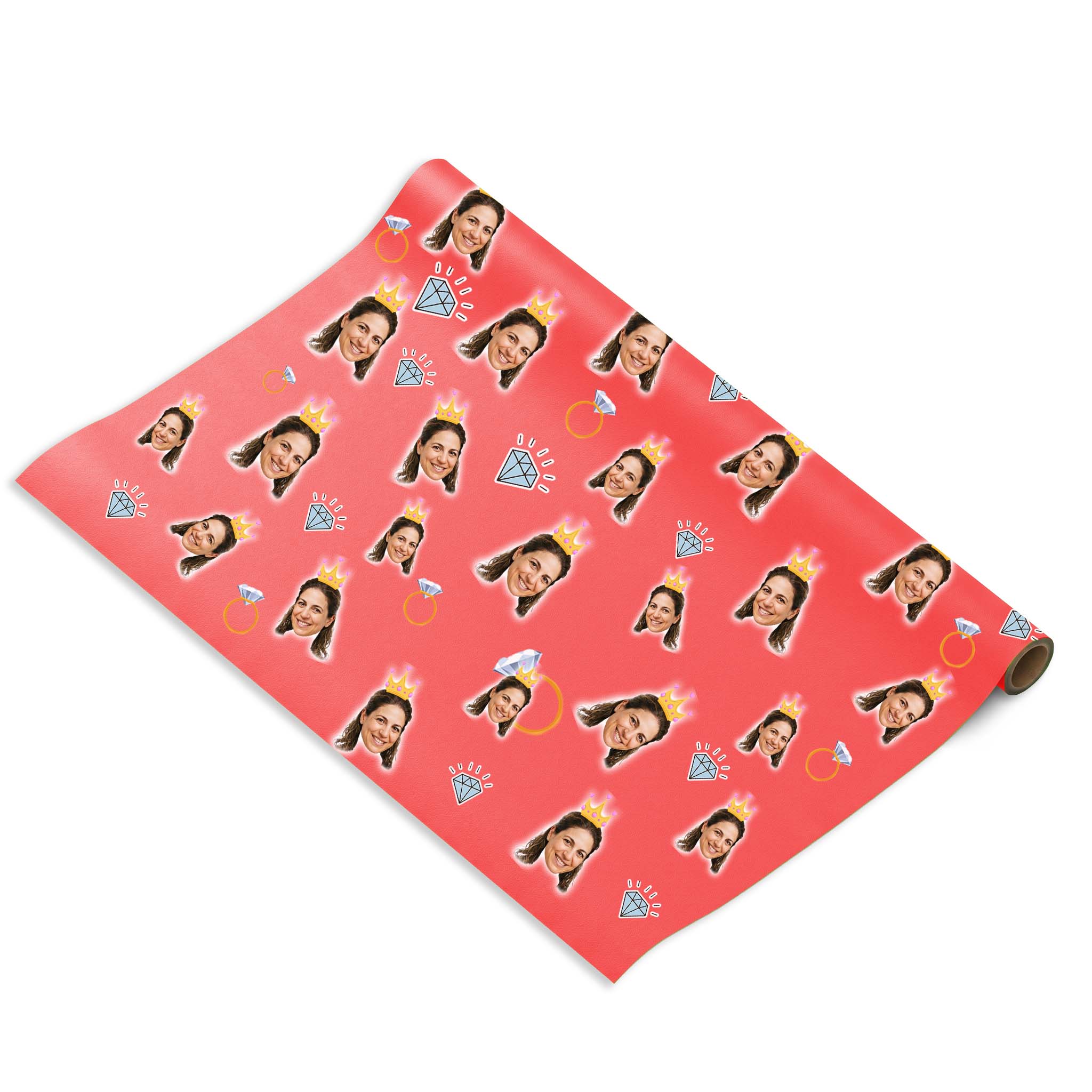 נייר עטיפה נסיכה עם פרצוף וכתר