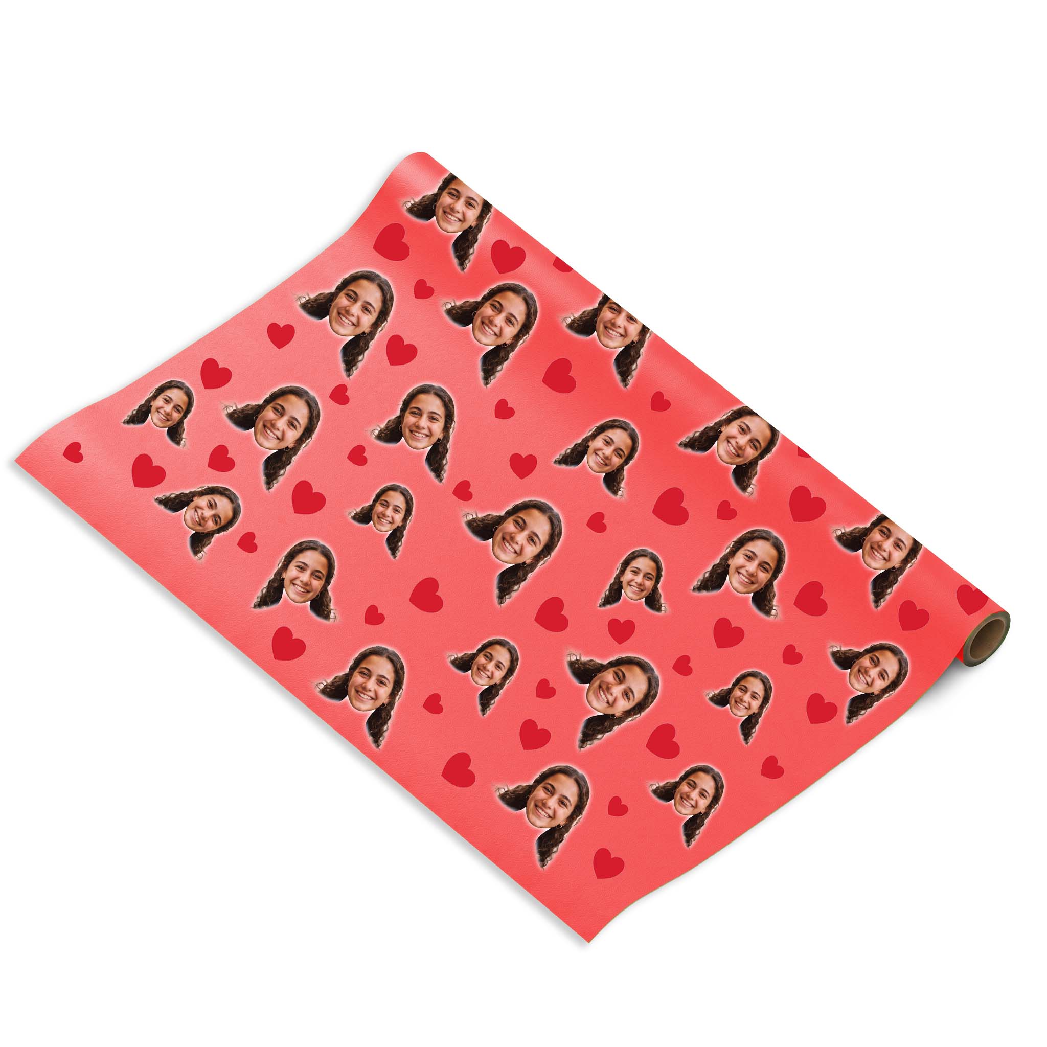 נייר עטיפה לבבות עם פרצוף בעיצוב אישי