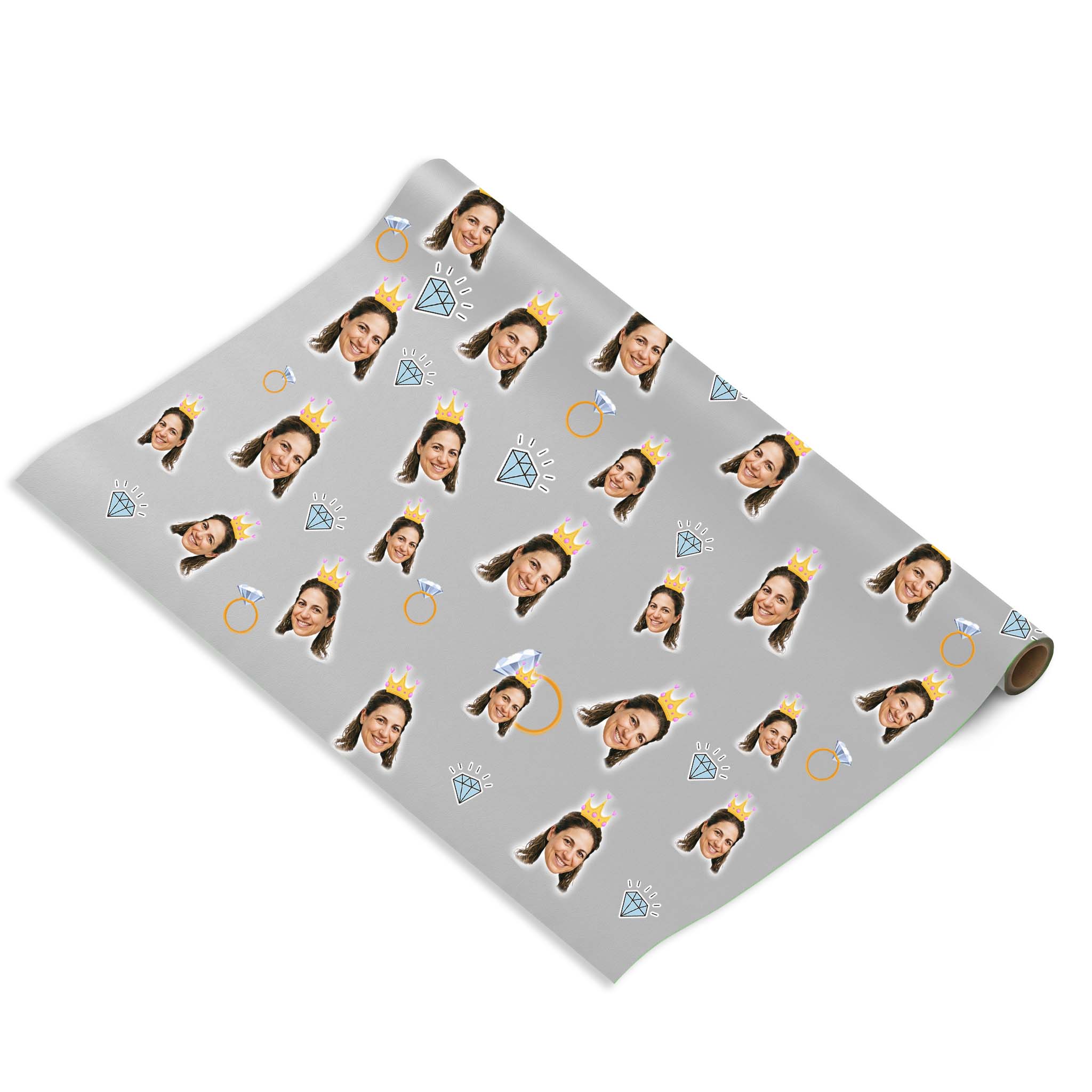 נייר עטיפה נסיכה עם פרצוף וכתר