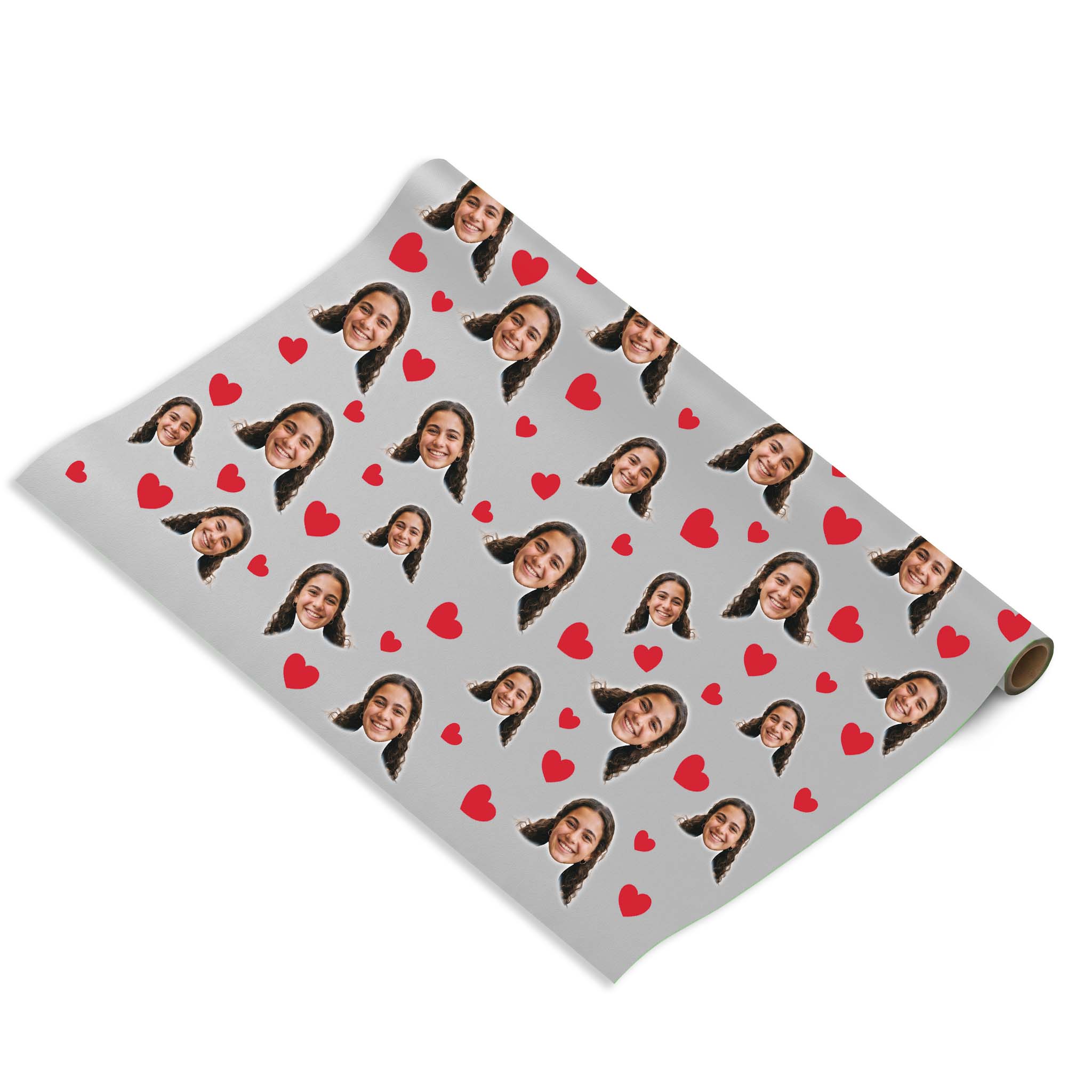 נייר עטיפה לבבות עם פרצוף בעיצוב אישי