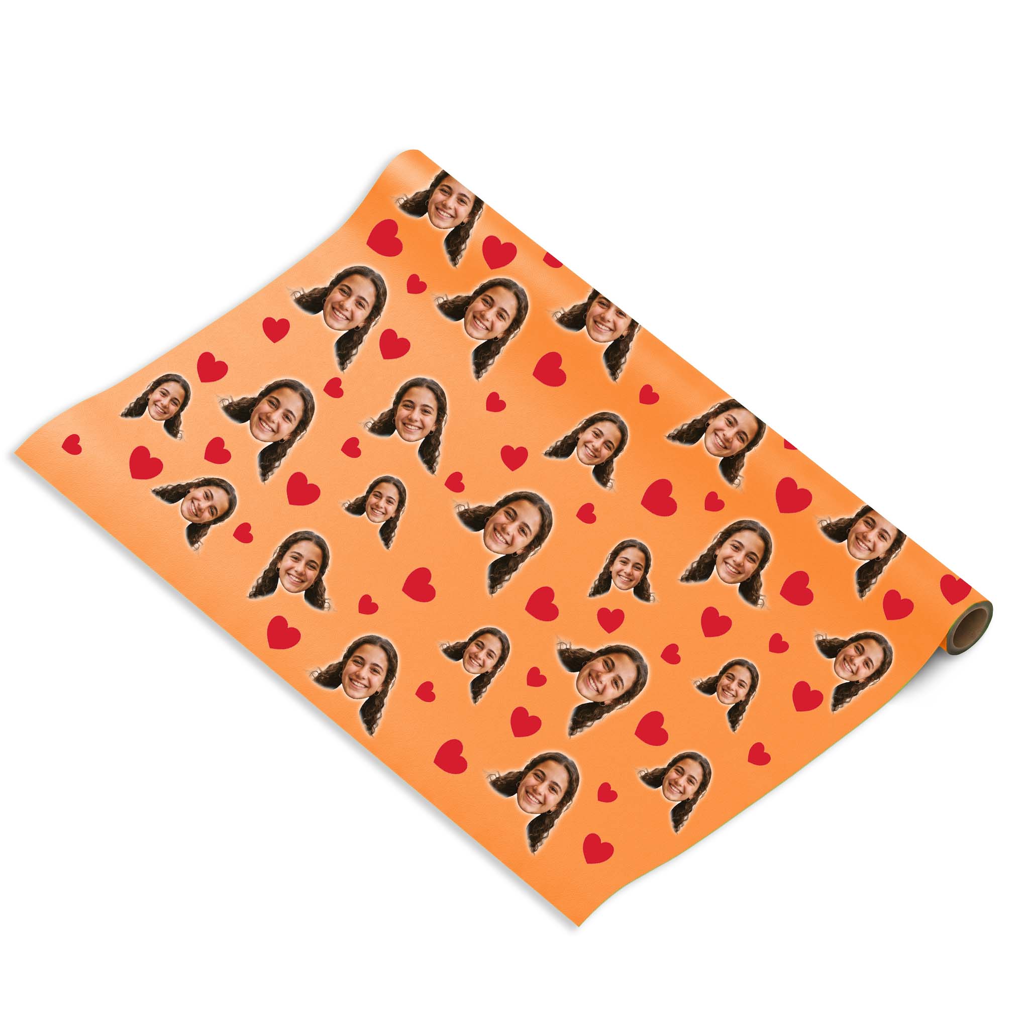 נייר עטיפה לבבות עם פרצוף בעיצוב אישי