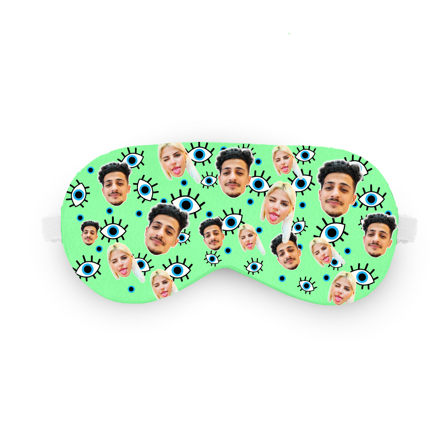 כיסוי עיניים טפו טפו טפו עם פרצוף בעיצוב אישי - מתנה נגד עין הרע שוגיס