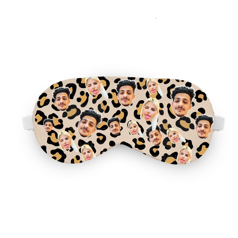 כיסוי עיניים מנומר עם פרצוף בעיצוב אישי - מתנה מצחיקה בסטייל שוגיס