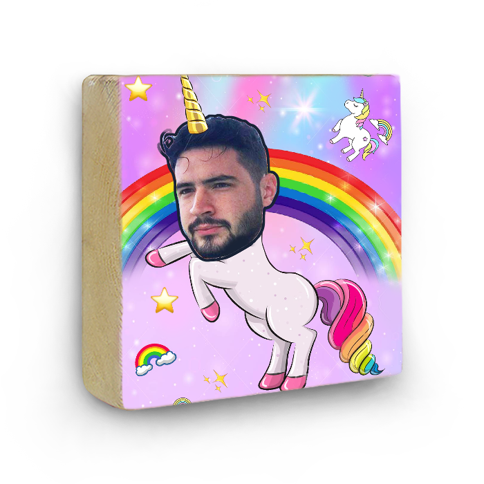 בלוק עץ עם תמונה - יוניקורן