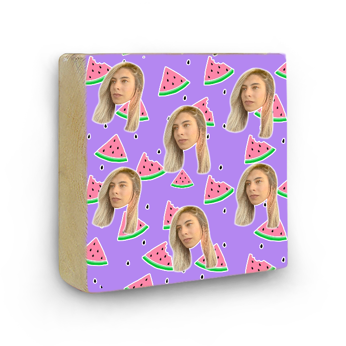 בלוק עץ עם פרצופים - אבטיח