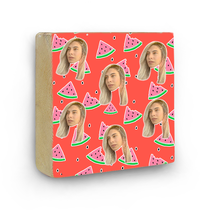 בלוק עץ עם פרצופים - אבטיח