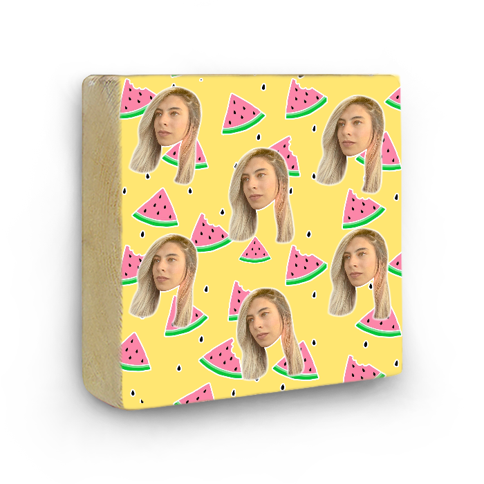 בלוק עץ עם פרצופים - אבטיח