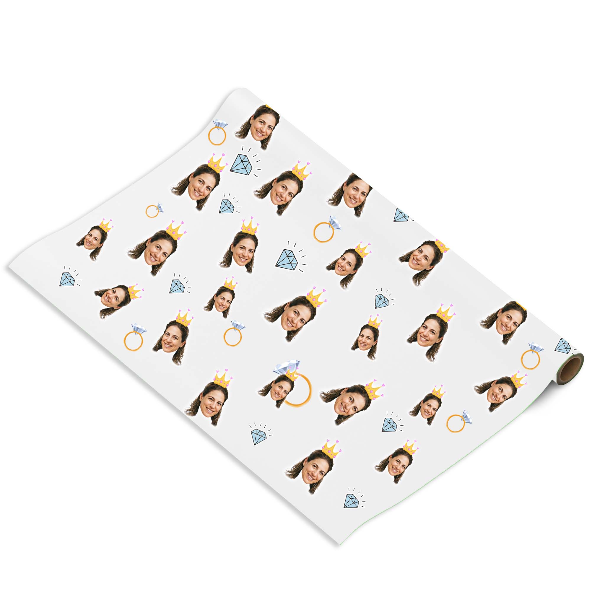 נייר עטיפה נסיכה עם פרצוף וכתר