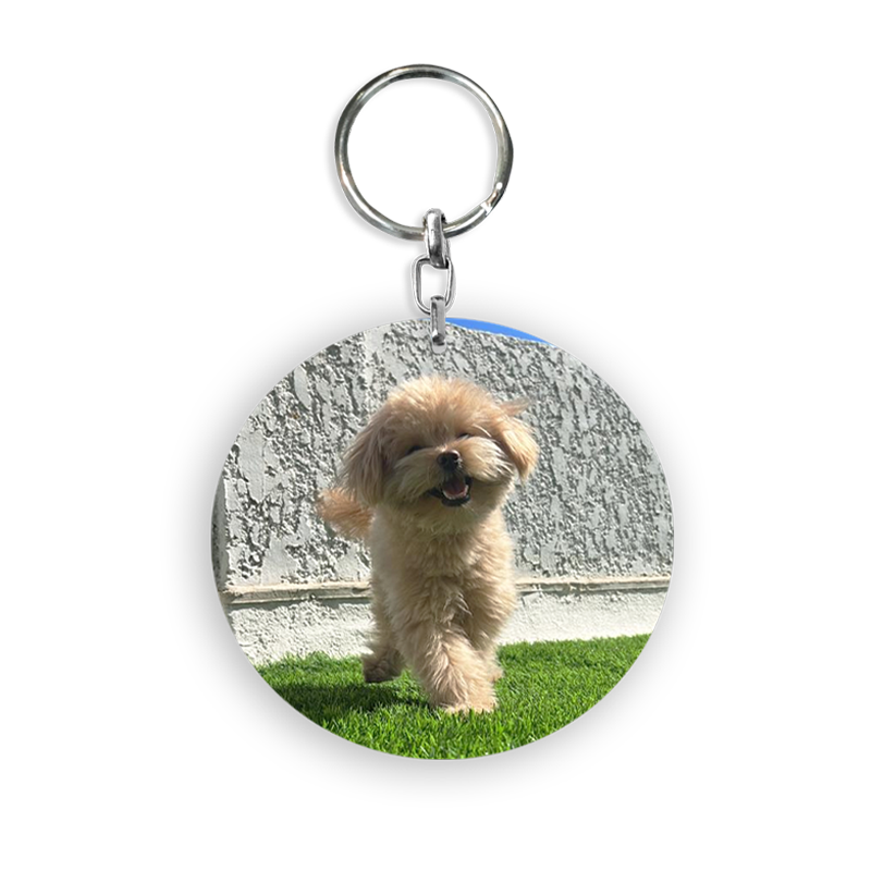 מחזיק מפתחות עיגול עם תמונה אישית מודפסת בעיצוב מודרני ואלגנטי - שוגיס.