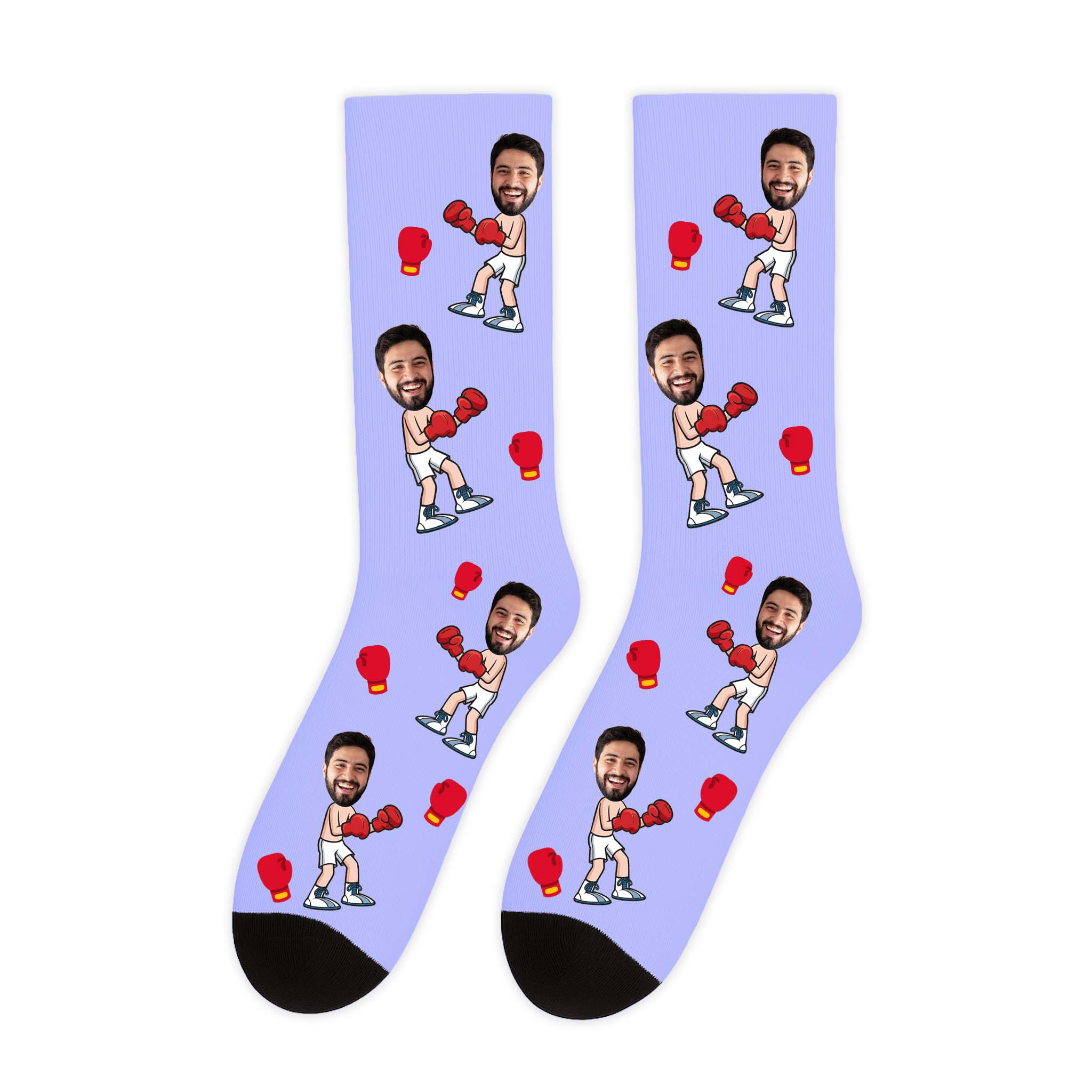 גרביים עם פרצוף למתאגרף בעיצוב אישי במגוון צבעים - מתנה מצחיקה לגבר שוגיס