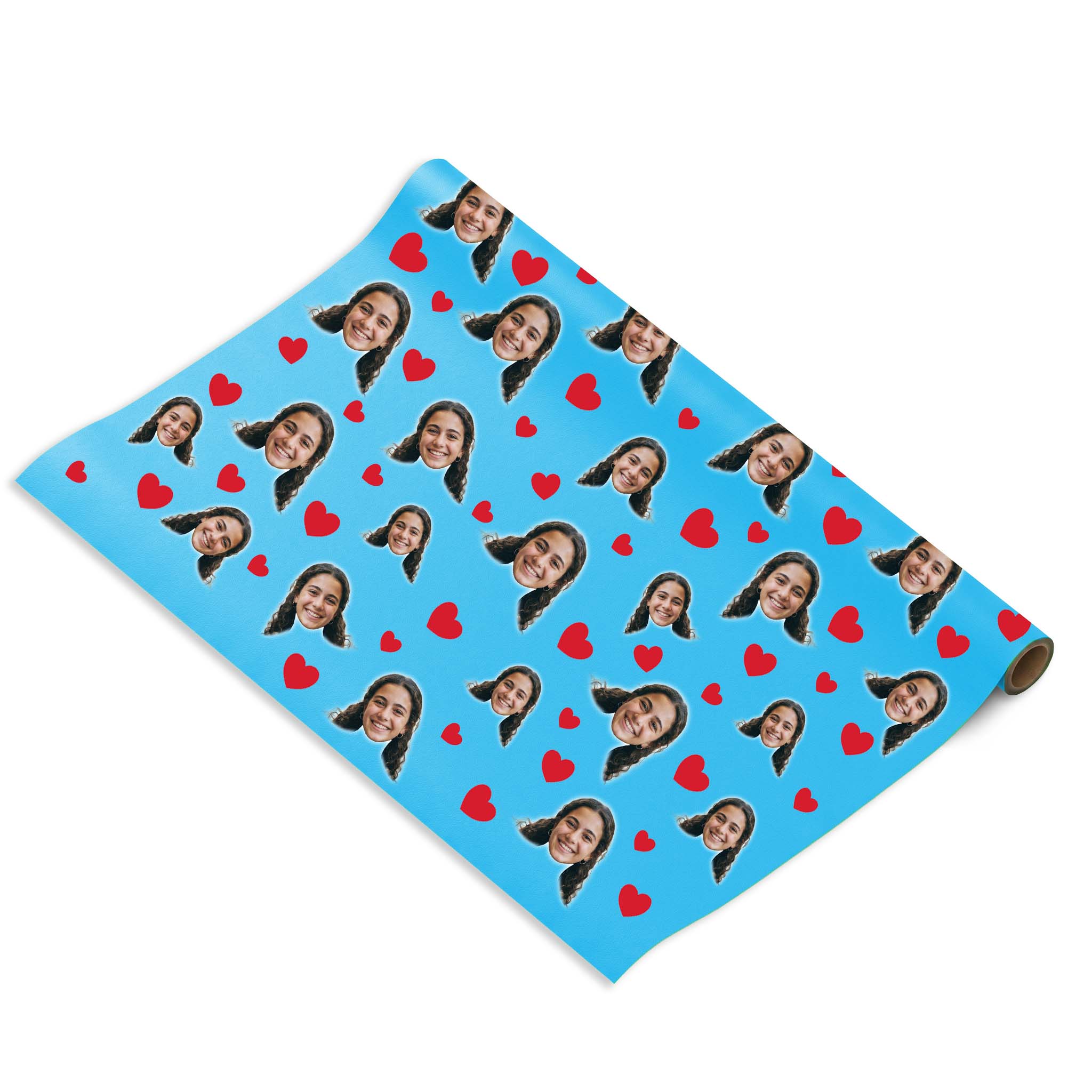 נייר עטיפה לבבות עם פרצוף בעיצוב אישי