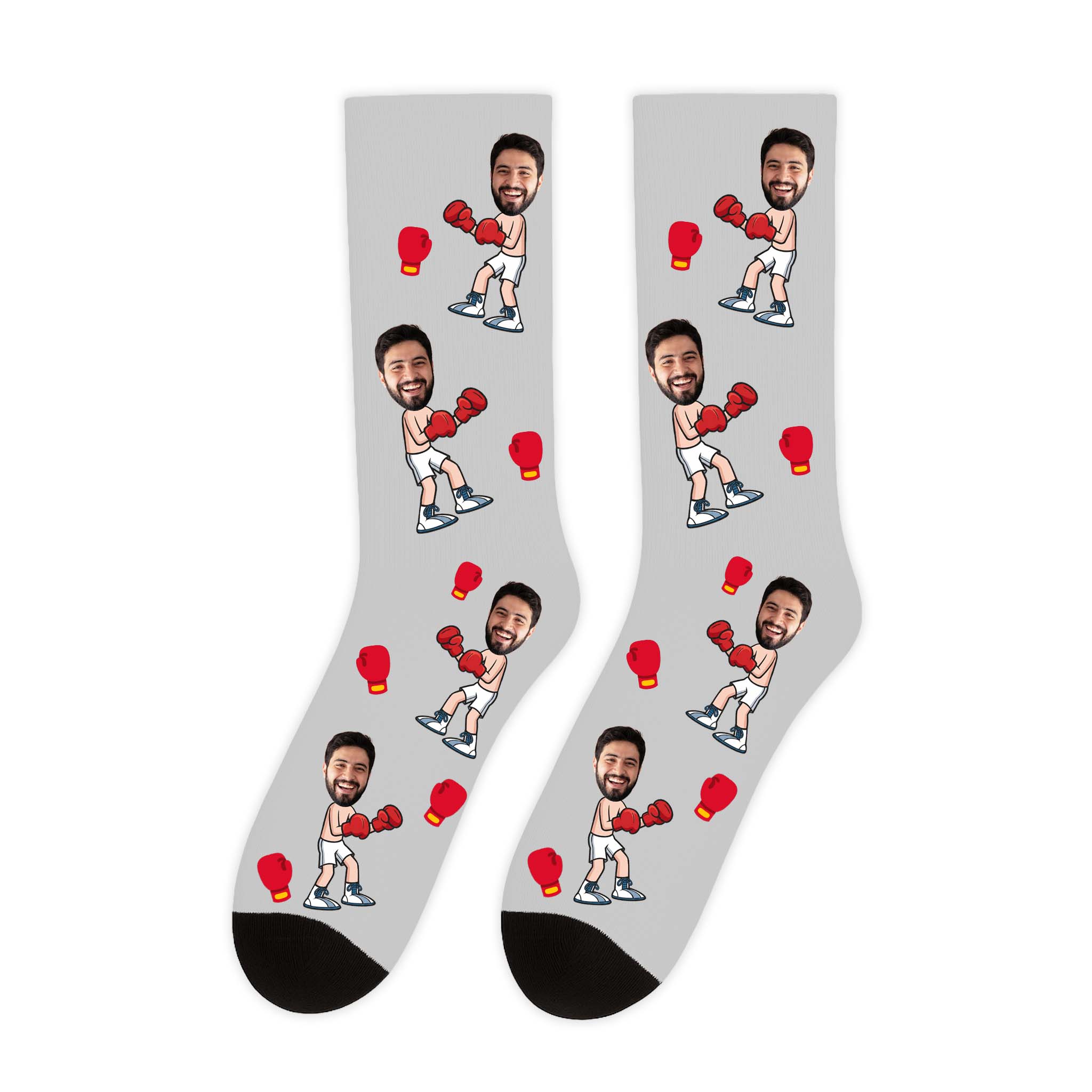 גרביים עם פרצוף למתאגרף בעיצוב אישי במגוון צבעים - מתנה מצחיקה לגבר שוגיס