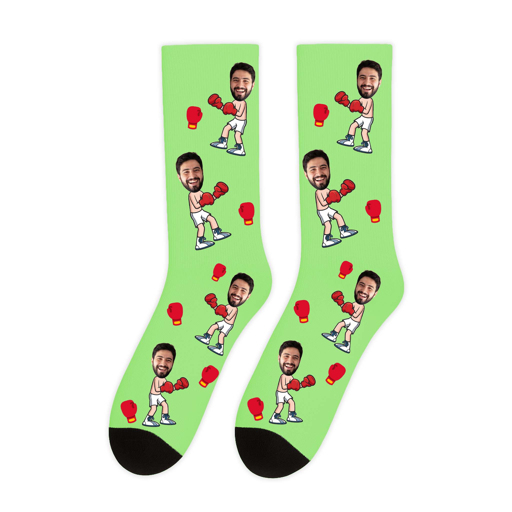 גרביים עם פרצוף למתאגרף בעיצוב אישי במגוון צבעים - מתנה מצחיקה לגבר שוגיס