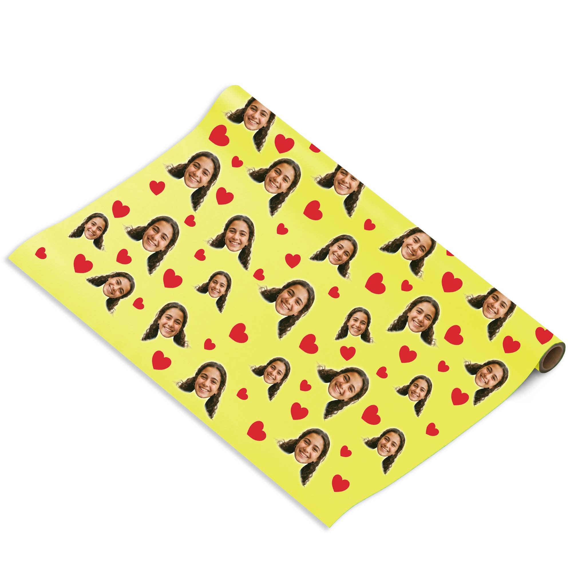 נייר עטיפה לבבות עם פרצוף בעיצוב אישי