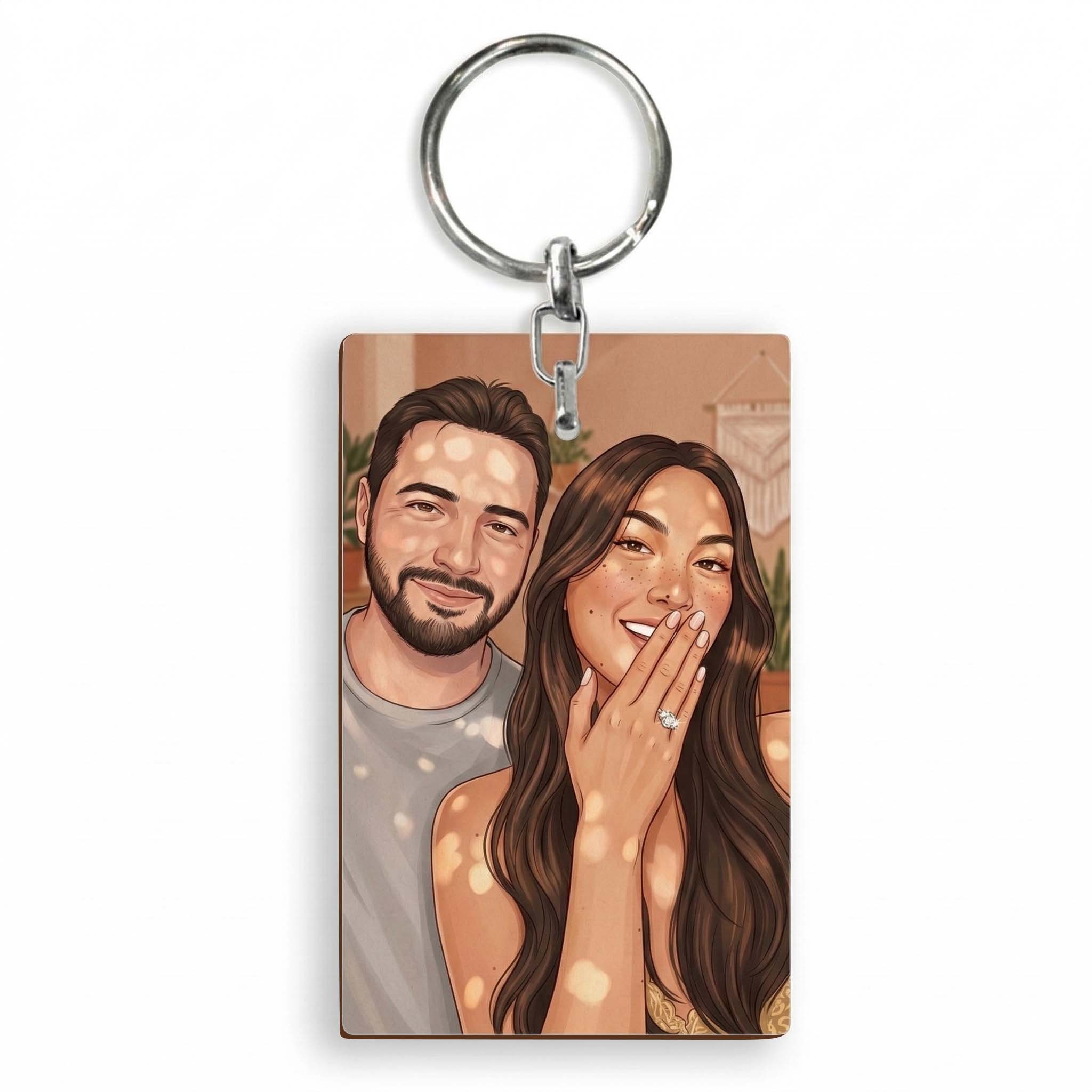 מחזיק מפתחות עם תמונה מאוירת - מלבן