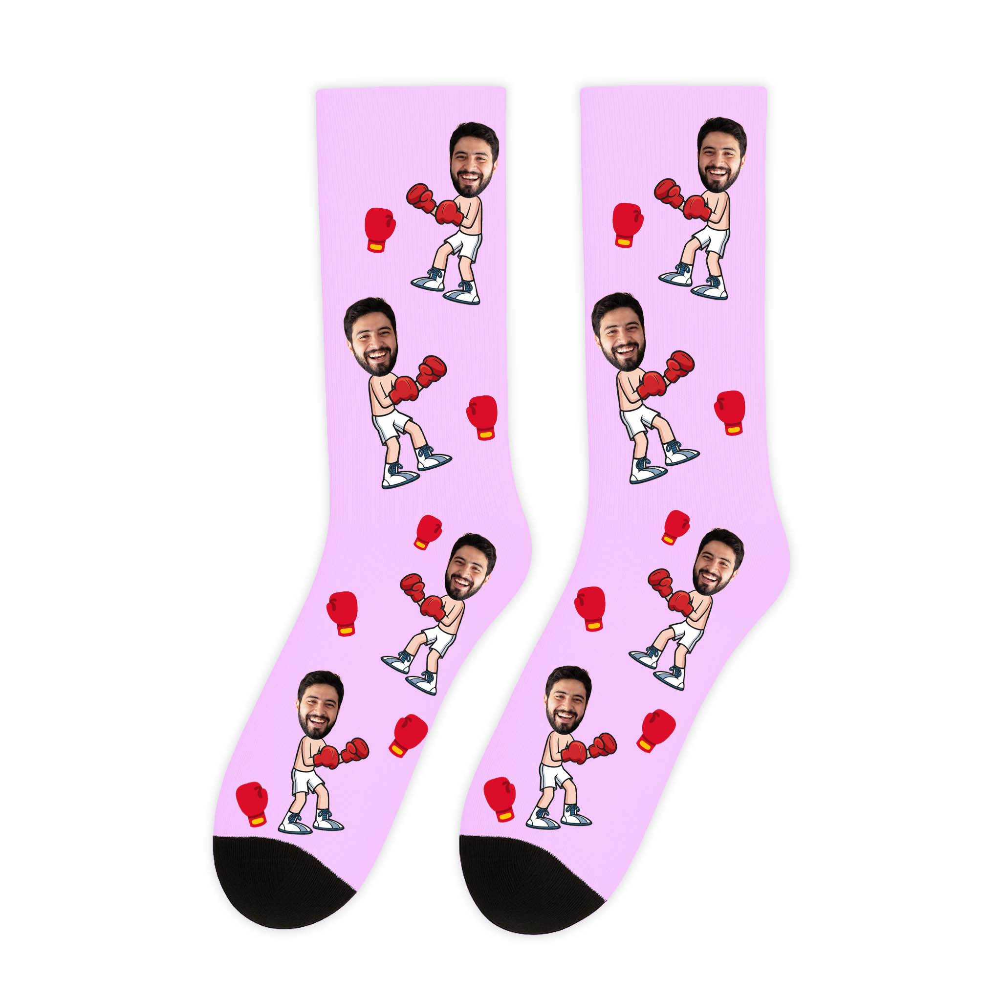 גרביים עם פרצוף למתאגרף בעיצוב אישי במגוון צבעים - מתנה מצחיקה לגבר שוגיס