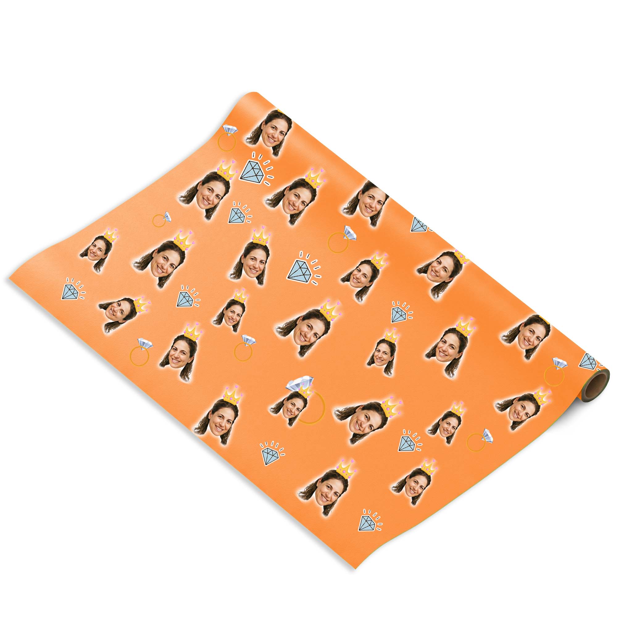 נייר עטיפה נסיכה עם פרצוף וכתר