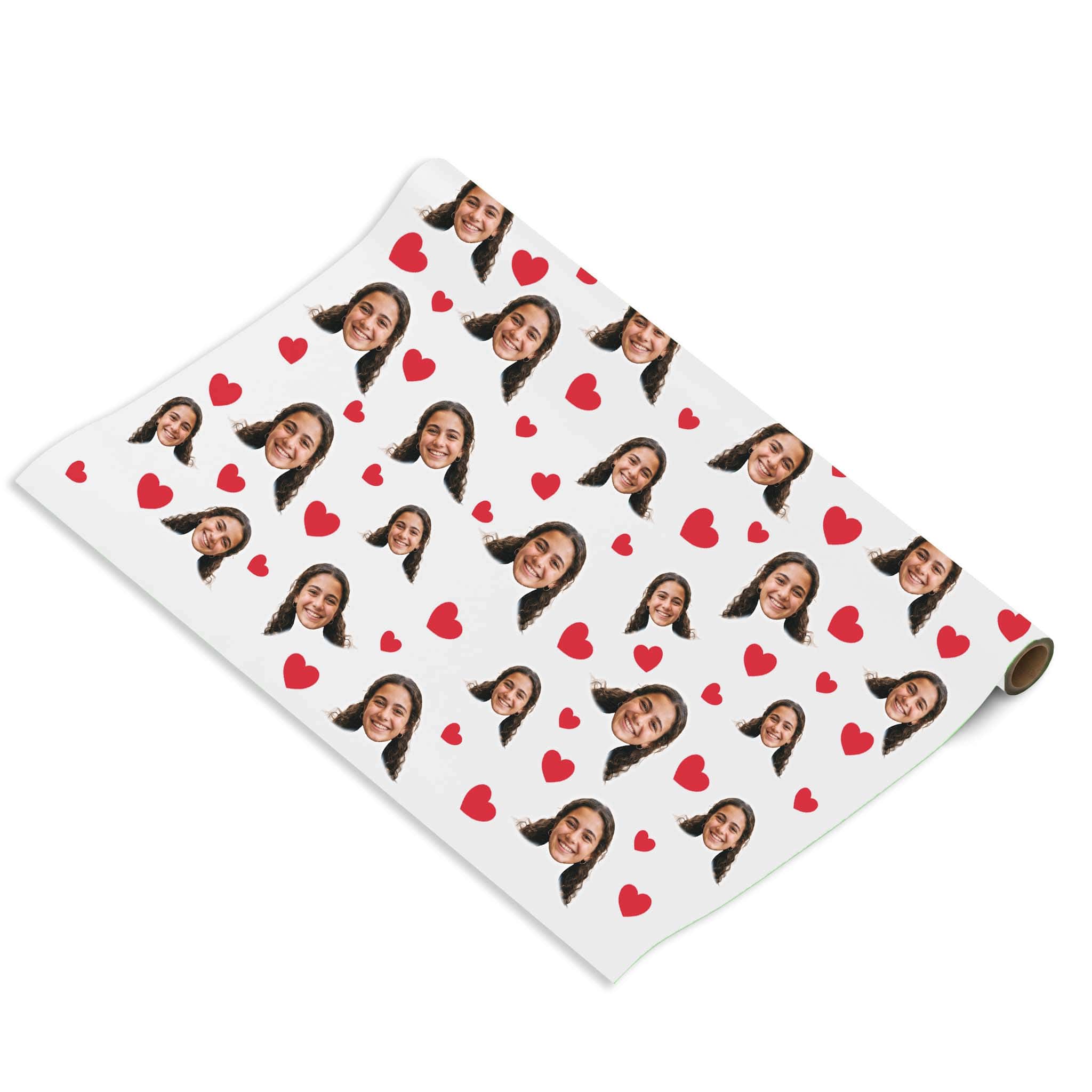 נייר עטיפה לבבות עם פרצוף בעיצוב אישי - נייר עטיפה בעיצוב אישי
