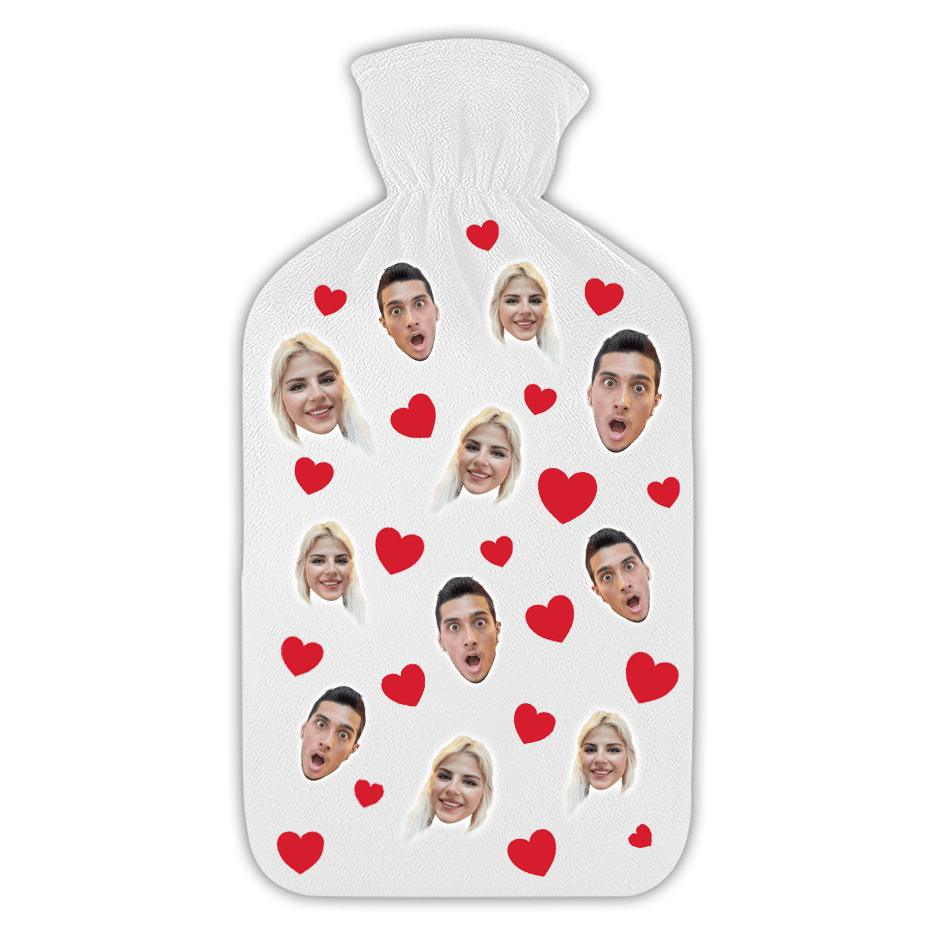 בקבוק מים חמים לבבות - הדפסה איכותית על הבקבוק