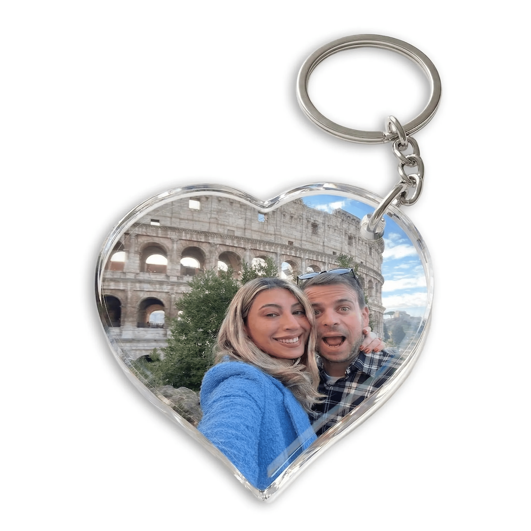 מחזיק מפתחות אקריל עם תמונה בצורת לב