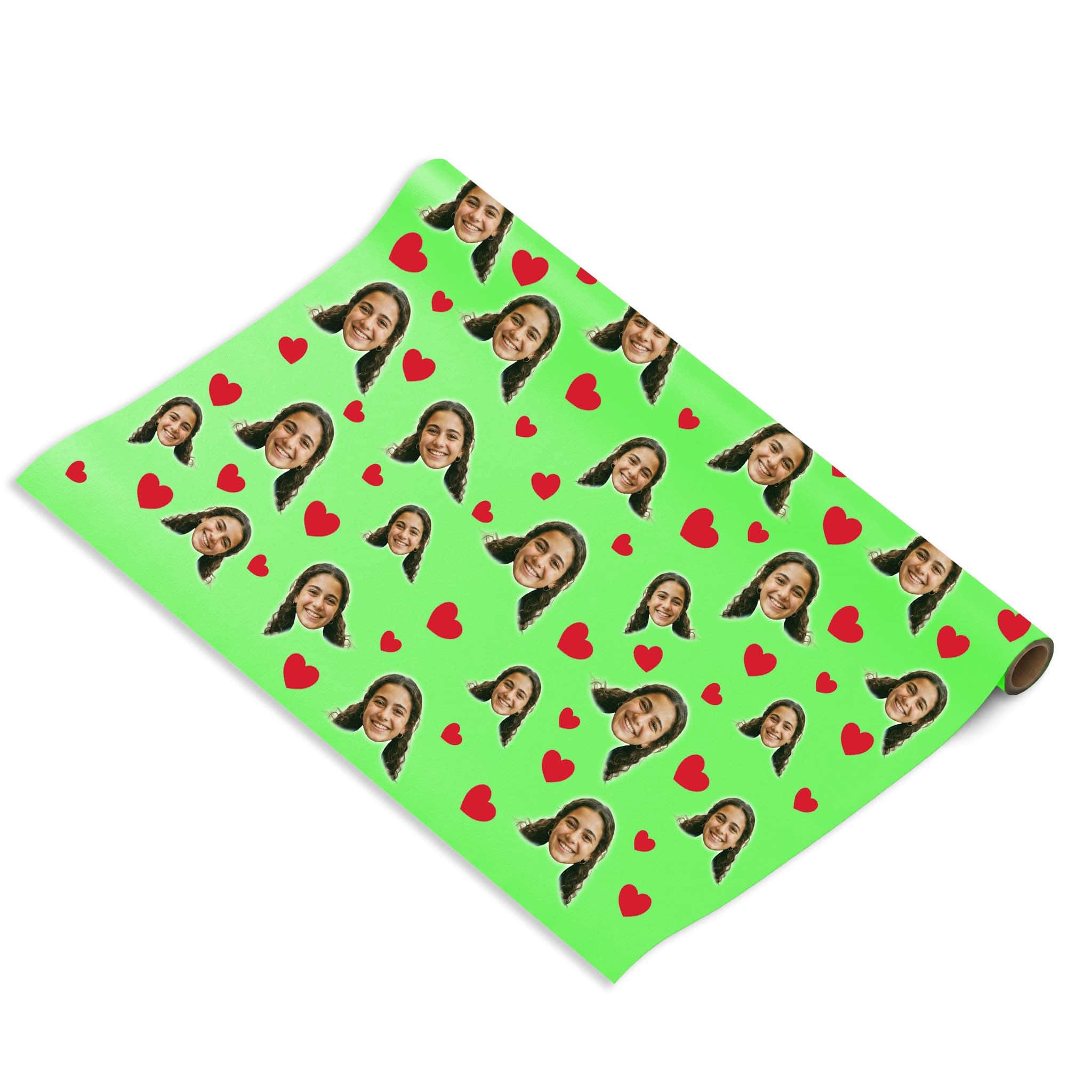 נייר עטיפה לבבות עם פרצוף בעיצוב אישי - מתנה מקורית בעטיפה אישית