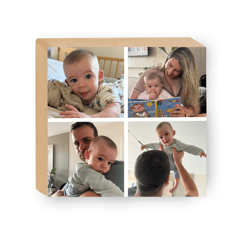 בלוק עץ עם תמונות - קולאז'