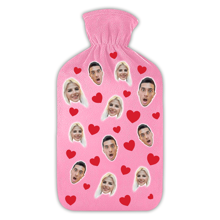 בקבוק מים חמים לבבות - בקבוק מים בעיצוב אישי