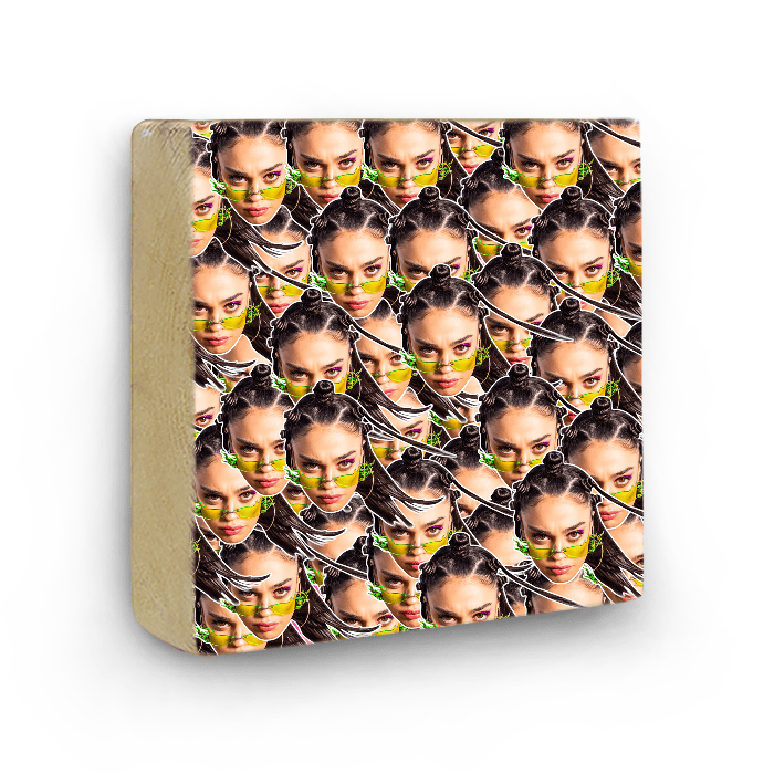 בלוק עץ עם תמונה - פרצופים - בלוק בעיצוב אישי