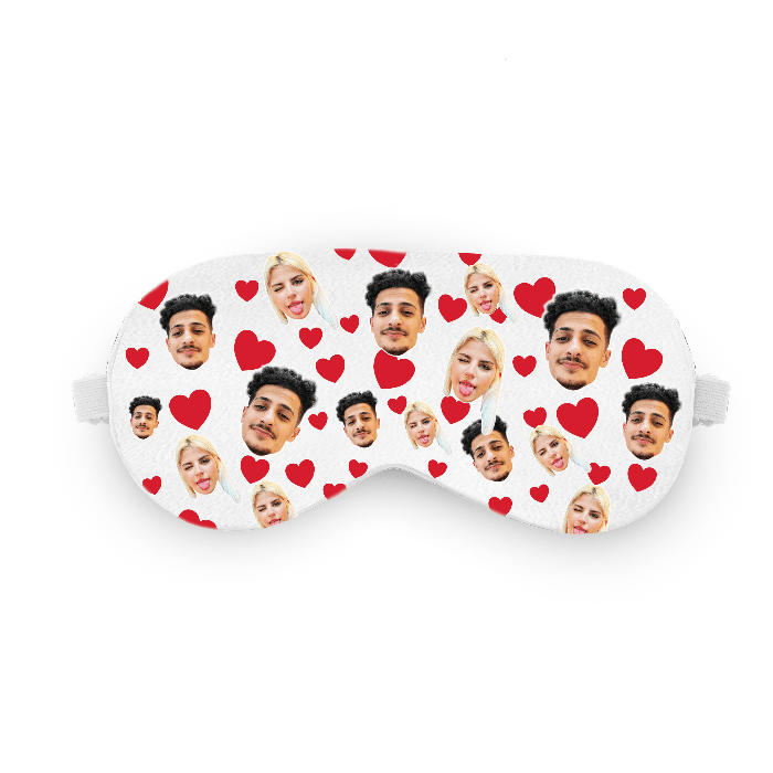 כיסוי עיניים עם לבבות - כיסוי עיניים בעיצוב אישי